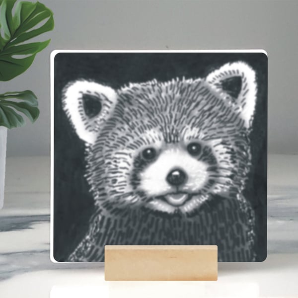 Red Panda Mini Ceramic Tile Art 