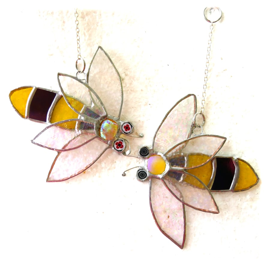  Bee Stained Glass Suncatcher Bumble Queen Insect