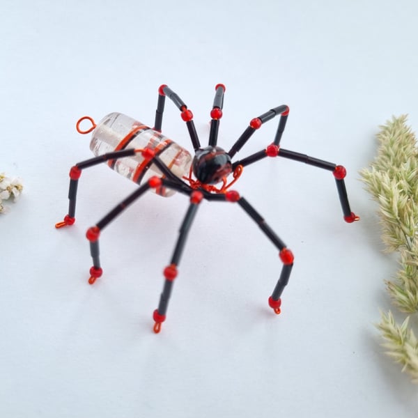 Hanging Glass Beaded Spider Decor