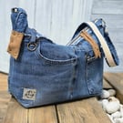 Crossbody Bag in Blue Denim with Adjustable Strap