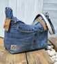 Crossbody Bag in Blue Denim with Adjustable Strap