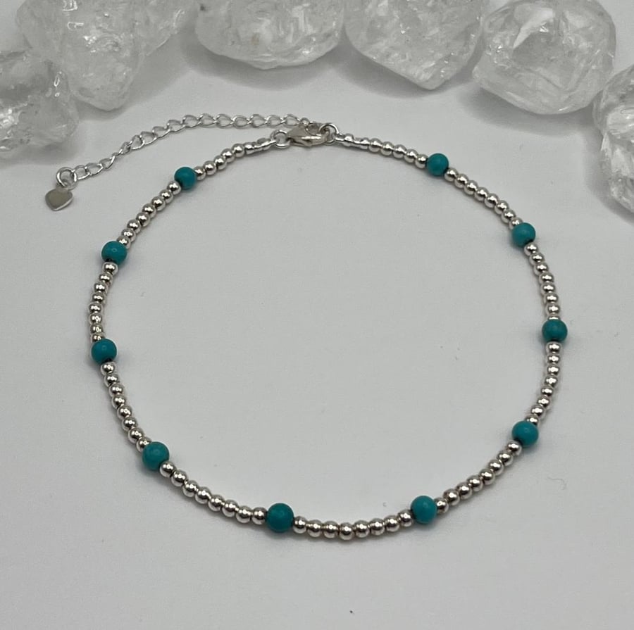 Sterling Silver And Gemstone Anklets