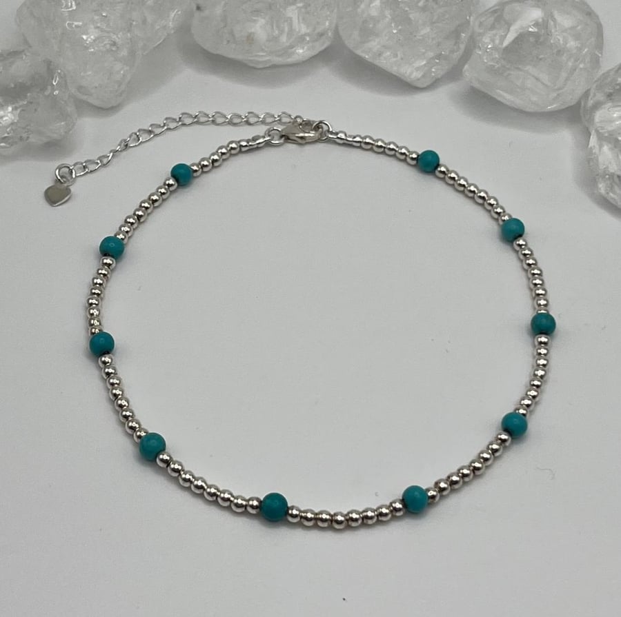 Sterling Silver And Gemstone Anklets