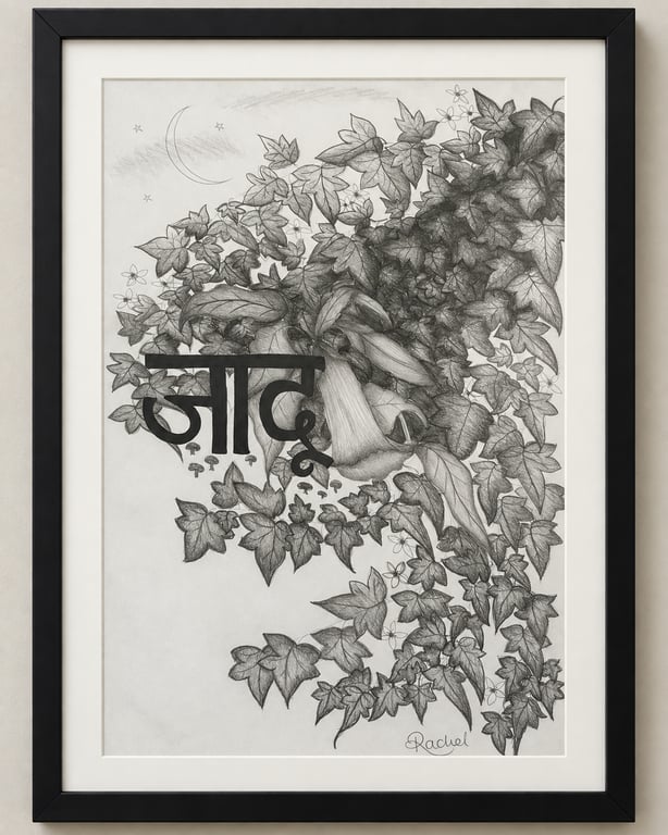 Original Gothic Botanical Pencil  – Magic Witchy Wall Art