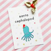 santa cephalopod octopus christmas postcard & envelope - christmas postcard