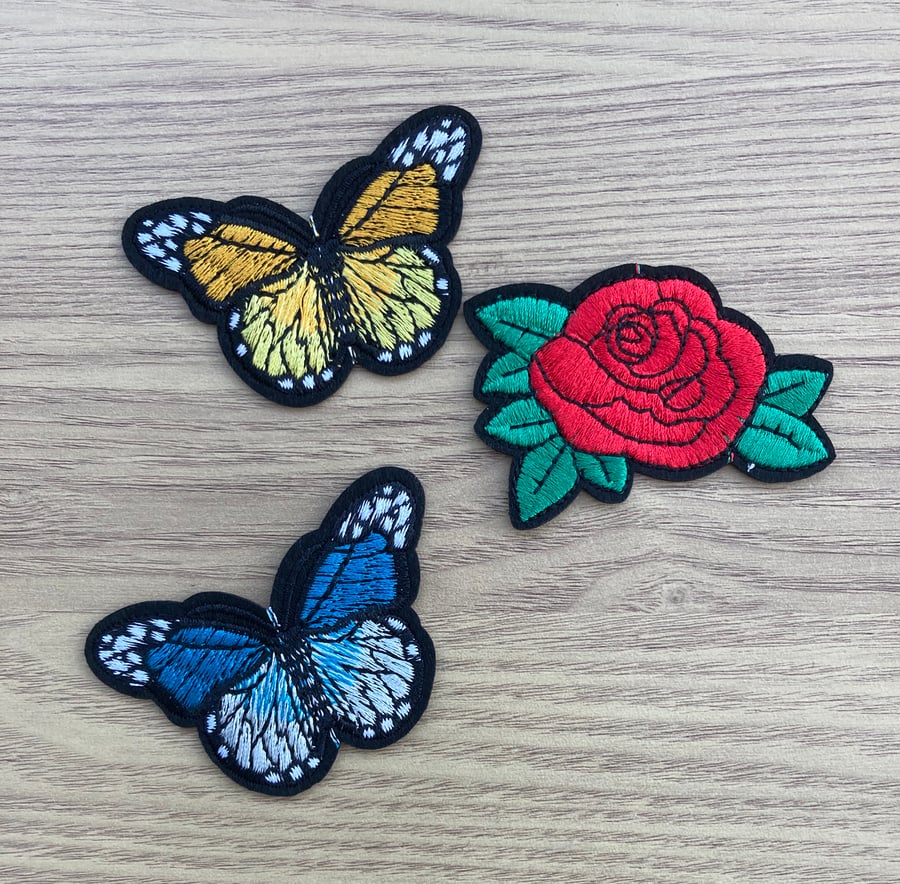 Summer Trio. 3 Pretty Machine Embroidery Items for Attaching to Crafting Project