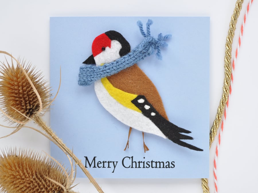 Goldfinch handmade Christmas card