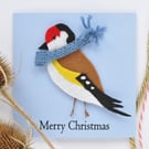 Goldfinch handmade Christmas card