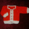 christmas crochet cardigan in red and white ref C027