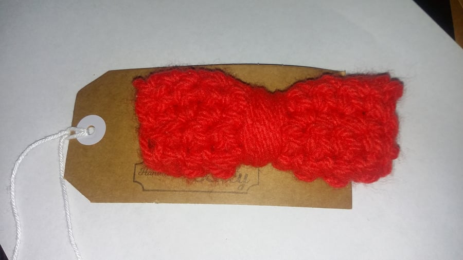 Large red crochet bow half price 
