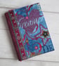 SOLD - A6 Reusable Patchwork Notebook Cover - Dreamer in Blues & Pinks - Image 1