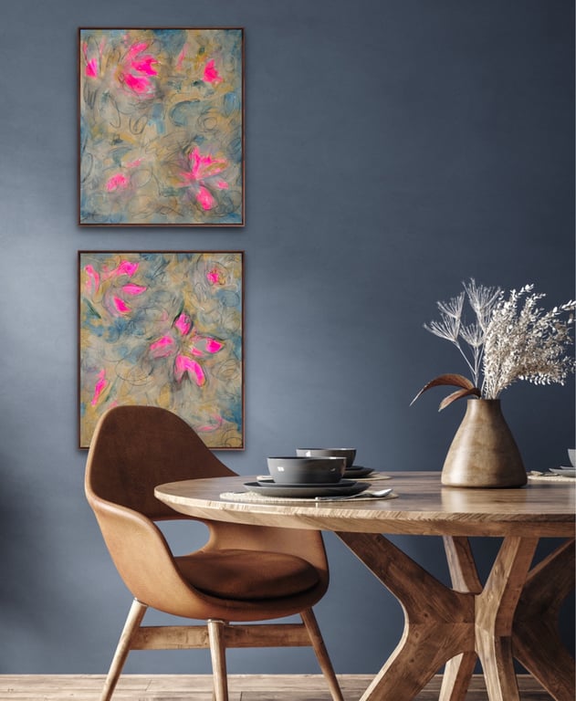 Original acrylic Abstract on canvas "Twin Beauty"