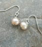 Sterling silver and Pearl Drop Earrings, Peach - Image 2