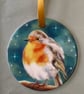 Ceramic robin ornament - hanging bird ornament, Christmas tree robin ornament  - Image 5