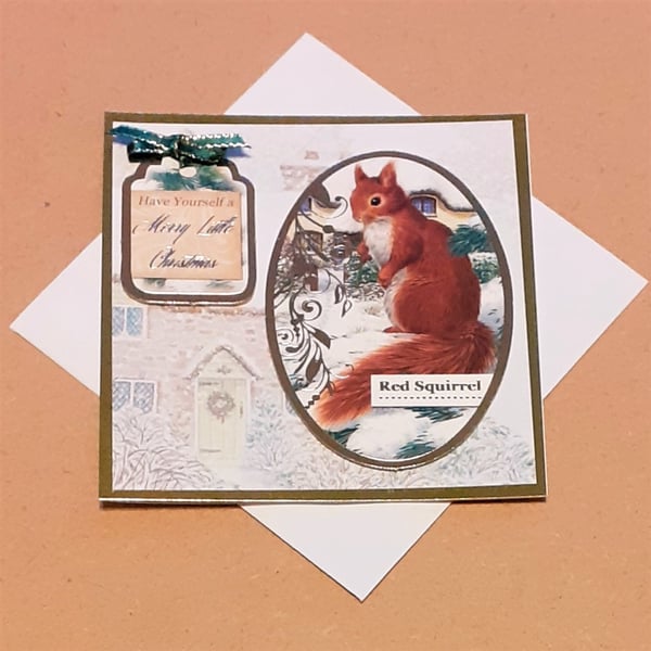 Red Squirrel Mini Christmas Card