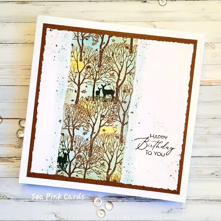Birthday Card - Forest and Deer - handcrafted birthday card, layered design
