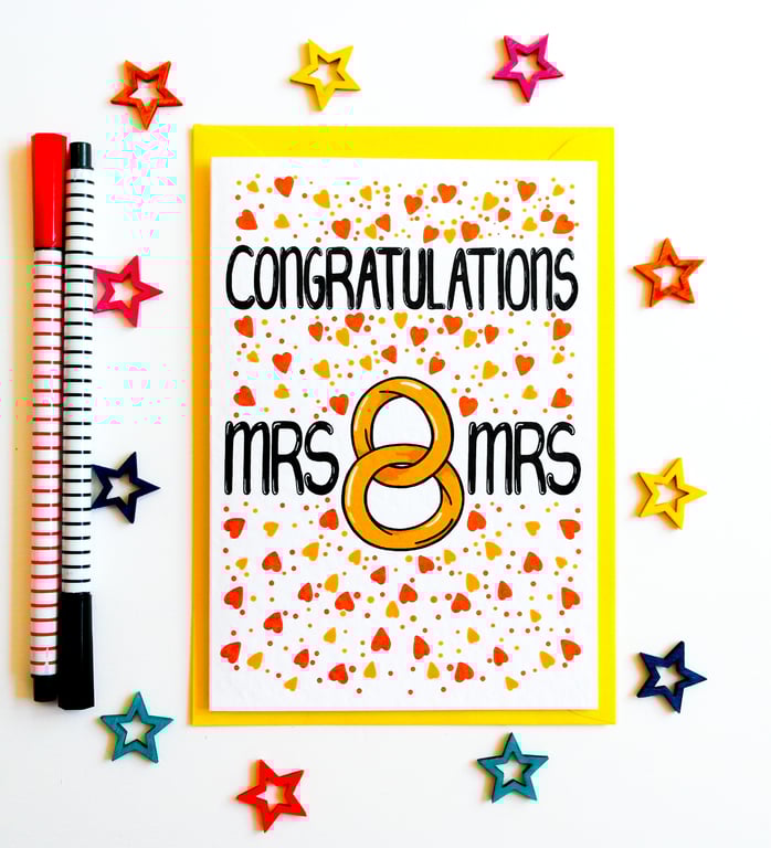 Gay Wedding Card, Congratulations Mrs and Mrs Wedding Card 