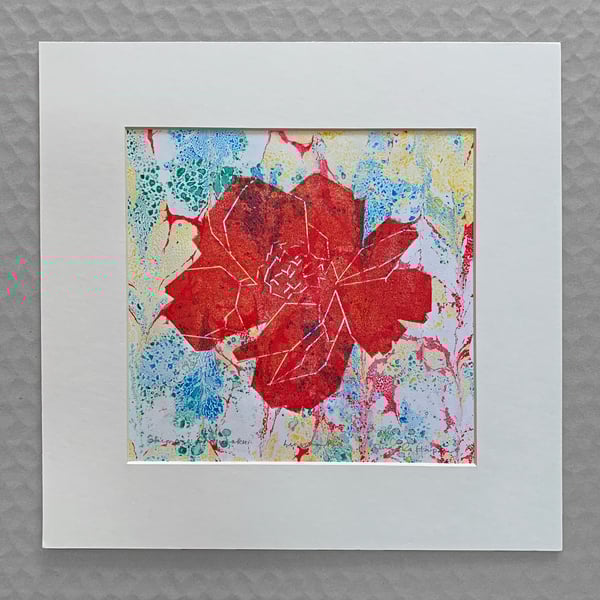 Lino Print Unique Design - Japanese Tree  Peony