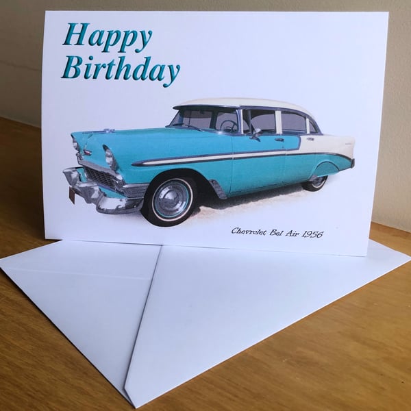 Chevrolet Bel Air 1956 - Birthday, Anniversary, Retirement, Plain Cards