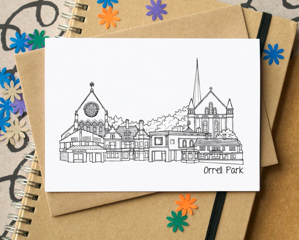 Orrell Park Liverpool Skyline Greetings Card