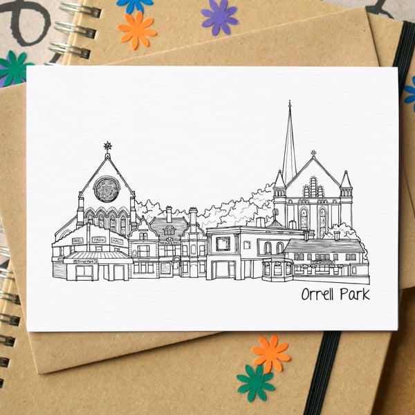 Orrell Park Liverpool Skyline Greetings Card