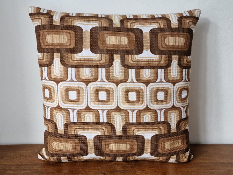 Handmade cushion cover vintage 1960s 1970s geometric fabric