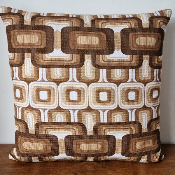 Handmade cushion cover vintage 1960s 1970s geometric fabric