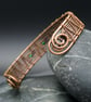 Woven zigzag copper cuff with green beads - Image 2
