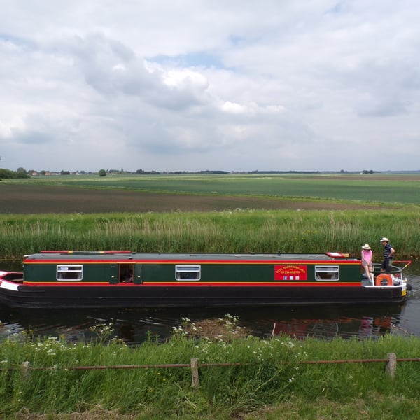 A5 Card Narrow Boat On the Fens 