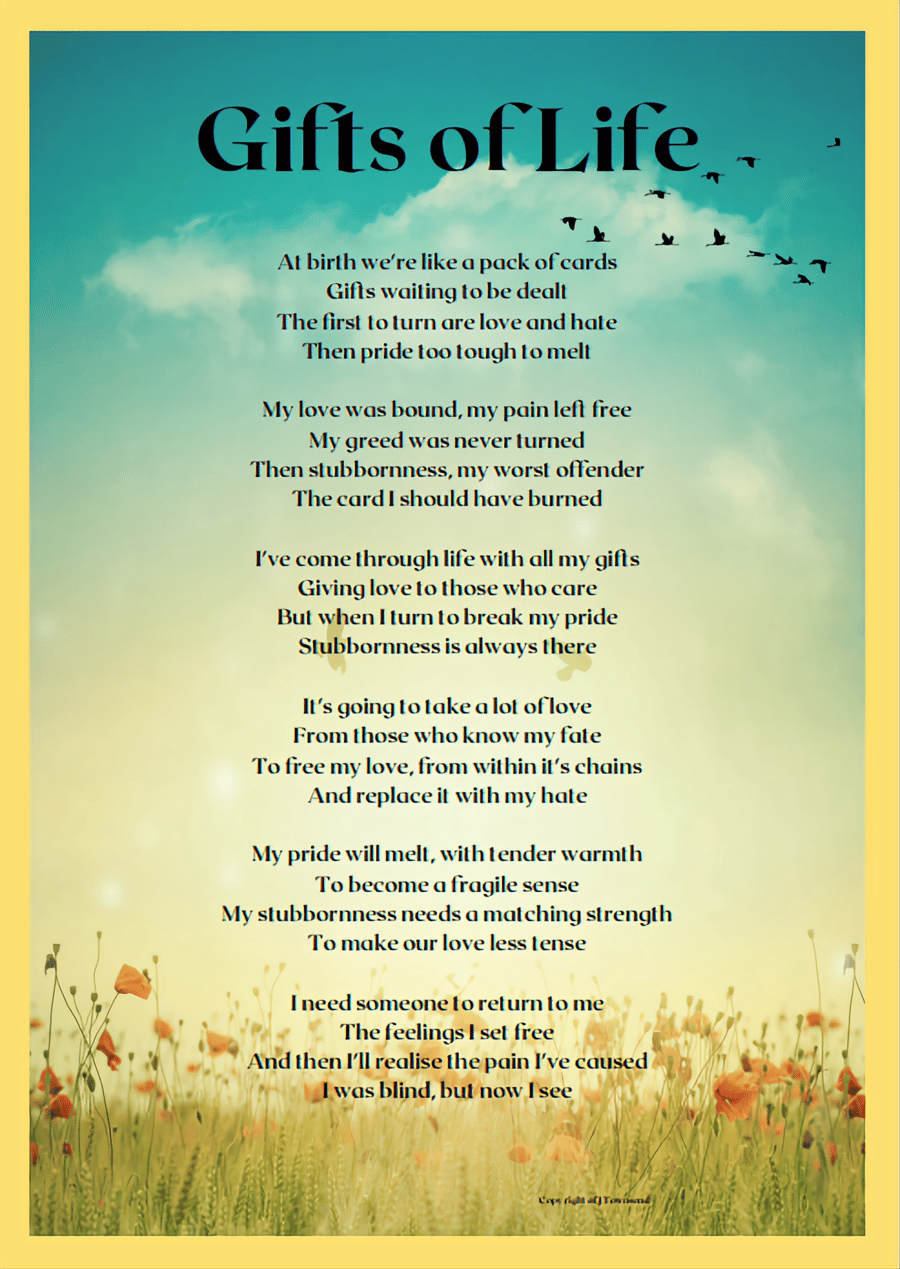 Gifts of Life An original Poem about our stre... Folksy