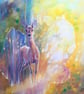 The Roebucks Realm is a large woodland themed oil painting of a roebuck deer 