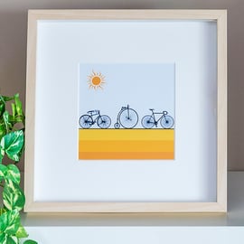 Bicycles Cycling Bikes Framed Print Graphic Modern Picture Wall Art Illustration