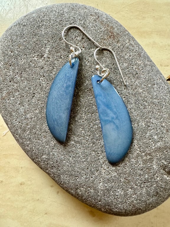Light purple Tagua nut dangle earrings 