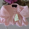 SALE ITEM  Baby Girls Dusty Pink Matinee Jacket 0-3 months