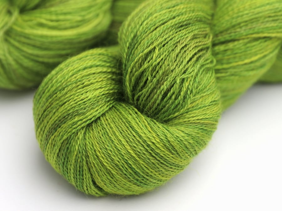 SALE: Bright Lime - Silky Baby Alpaca laceweight yarn