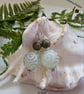 Designer Serpentine Rounds & Chinese Jadeite Sterling Silver Earrings - Image 1
