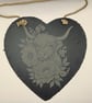 Highland Cow Heart Slate, Engraved Wall Hanging, Floral Decor, Rustic Country Ho - Image 2