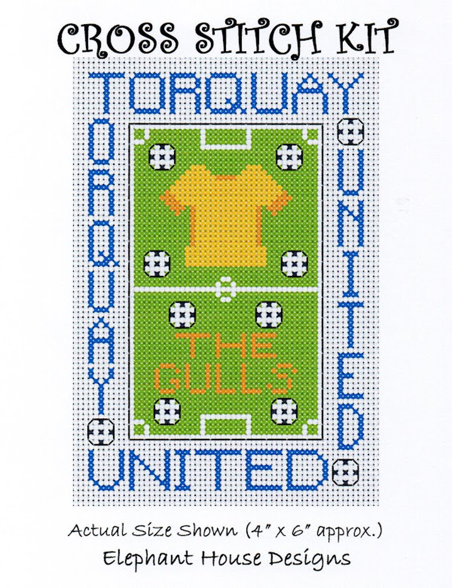 Torquay United Cross Stitch Kit Size 4" x 6"  Full Kit