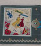 Sewing Needle Case with Sewing Pattern Applique Panel. Blue. Blue lining. - Image 1