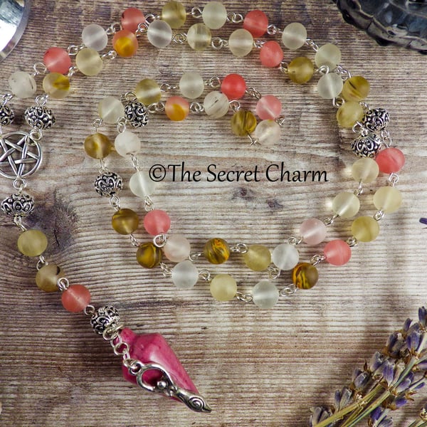 Goddess Brigid Gemstone Necklace, Pagan Rosary