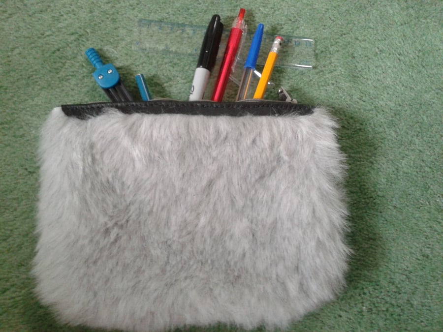 faux fur and leather midi stash bag