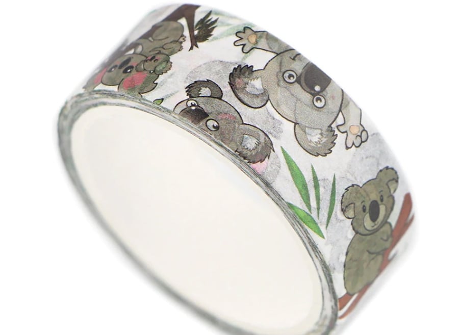 2 x Koala washi tape, cartoon kawaii koala, Decorative Tape, Cards, Journals, 5m