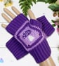 Crochet gloves in a purple lilac and white toadstool design. Toadstool gloves. - Image 7