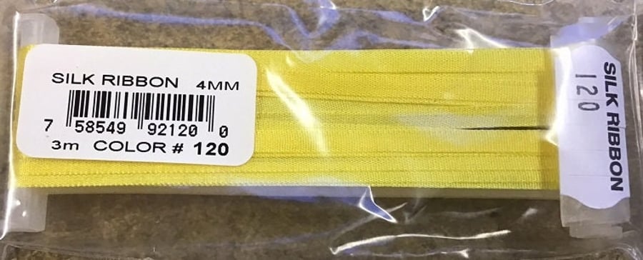YLI Silk Ribbon 4mm Wide x 3m Long Bright Yellow 120