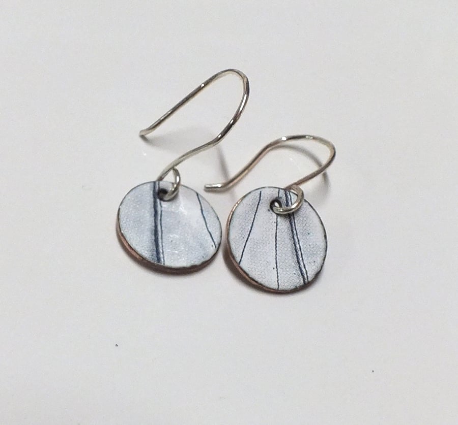 Blue and white enamel earrings