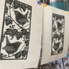 "The Two Wrens" - Lino Print