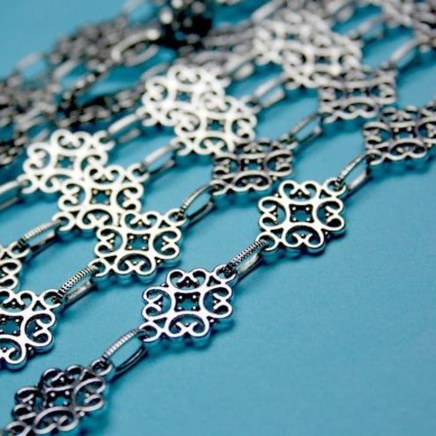 Fancy Chain Antique Silver 50cm