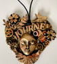 Hanging Heart Steampunk 'Journey' Mixed Media Assemblage Grunge Heart