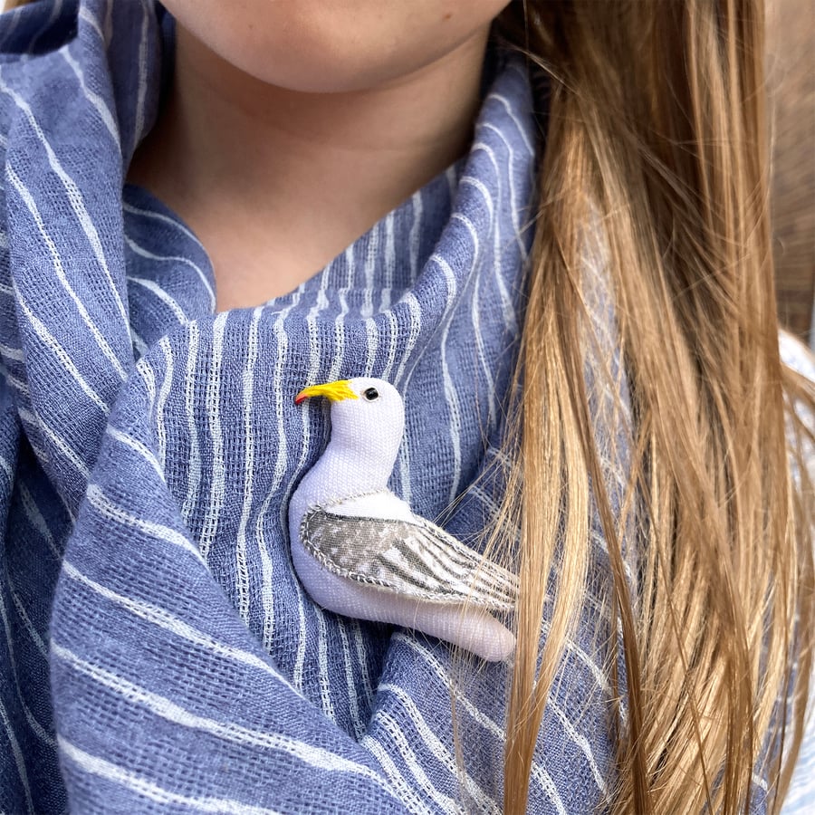 Herring Gull Brooch, Seaside Bird Jewellery