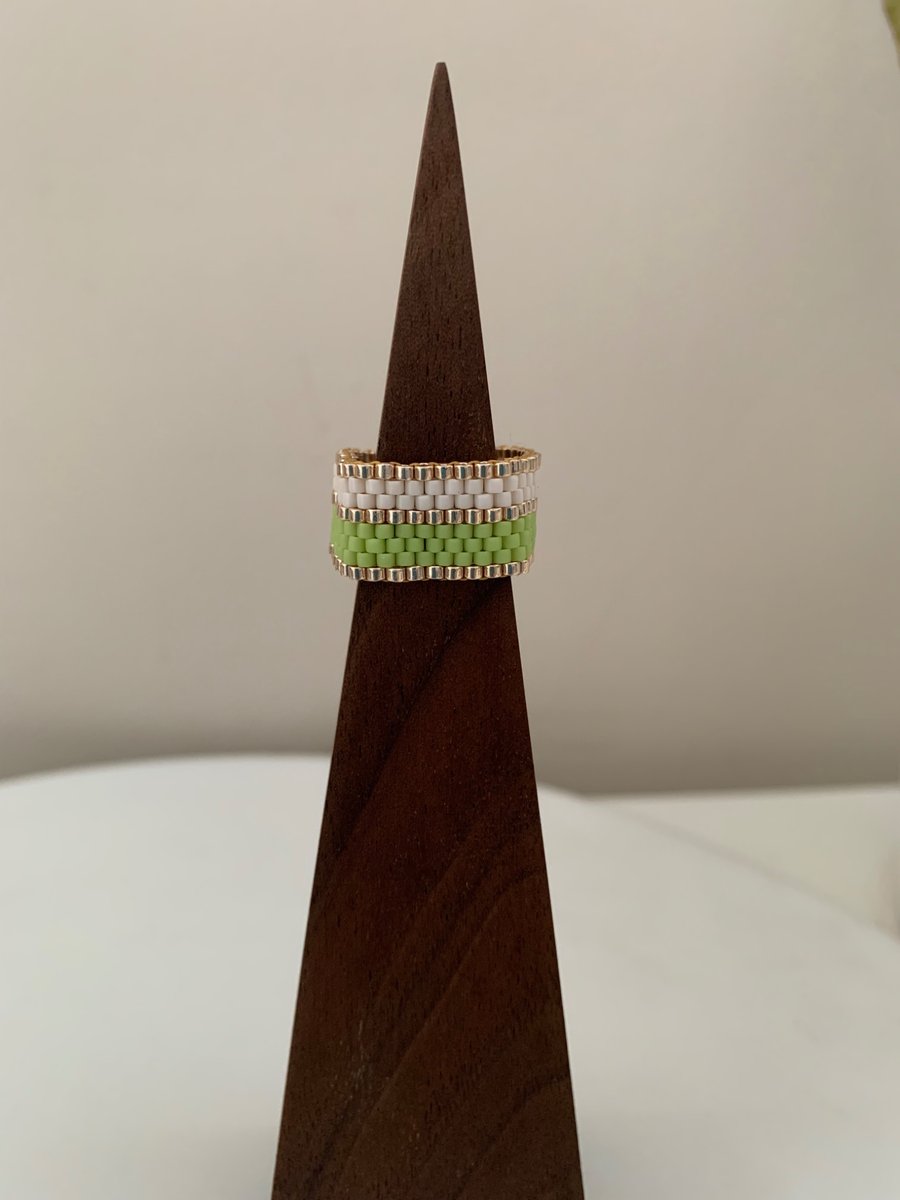 Colourful vibrant beaded ring